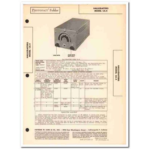 hallicarafters model ca-4 aircraft transmitter sams photofact manual