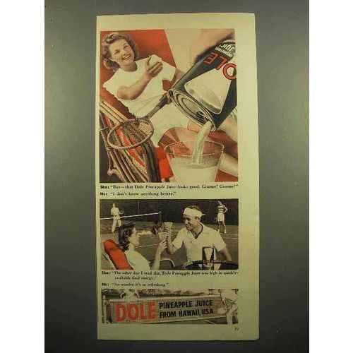 1941 Dole Pineapple Juice Ad - Tennis Player