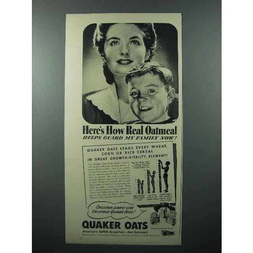 1944 Quaker Oats Ad - Helps Guard My Family Now