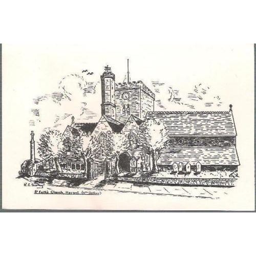 Havant, Hampshire - St. Faith's Church - art postcard c.1950s