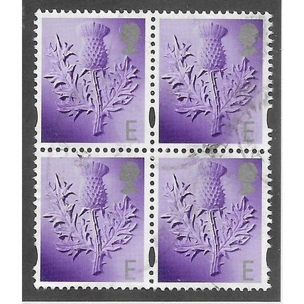 2003 BLOCK OF 4x 'E' 'SCOTLAND-THISTLE' ' FINE USED (EBID76-234)