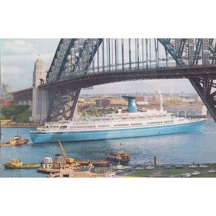 MS Angelino French Liner Ship Lauro Lines Ensignia Postcard
