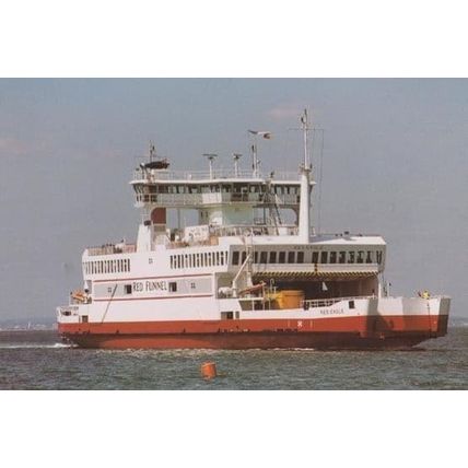 Red Eagle Ship at Southampton East Cowes Red Funnel Ferry Rare Postcard