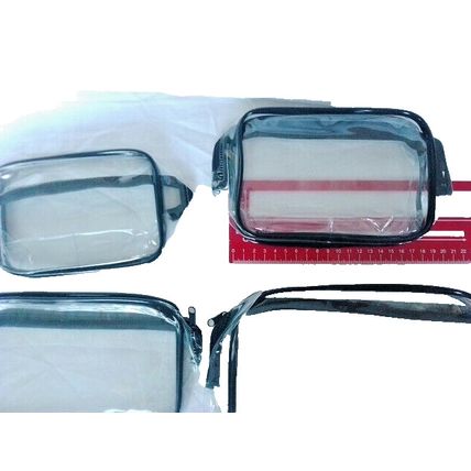 4 Clear Toiletry Bags for Makeup Cosmetics Zippped