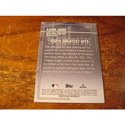 2022 topps. Insert, AARON JUDGE, Yankees #21GH-19, Greatest Hits