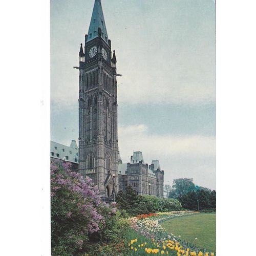 Tulip Gardens And Peace Tower Ottawa Ontario Canada Postcard (F7336)