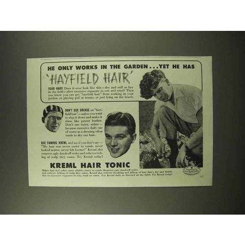 1944 Kreml Hair Tonic Ad - He Has Hayfield Hair
