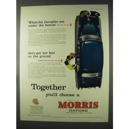 1958 Morris Oxford Car Ad - Thoughts Under Bonnet