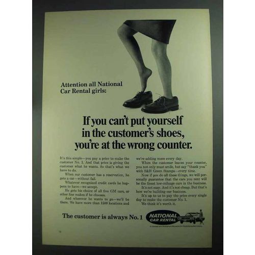 1968 National Car Rental Ad - In The Customer's Shoes