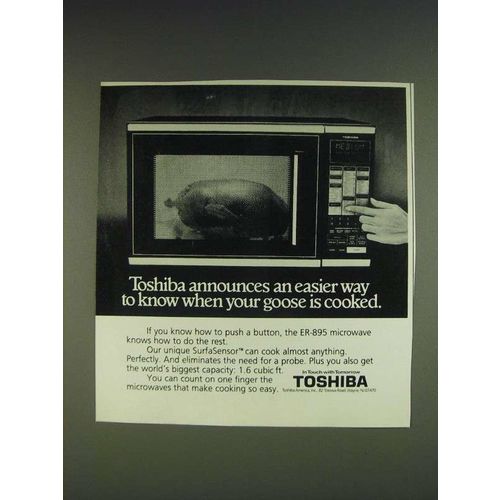 1985 Toshiba ER-895 Microwave Ad - Toshiba announces an easier way to know