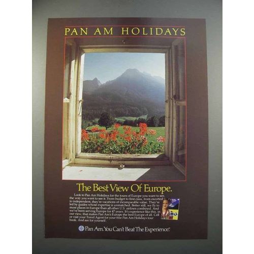 1986 Pan Am Airline Holidays Ad - Best View of Europe