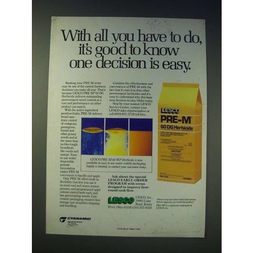 1989 lesco Pre-M 60DG Herbicide Ad - With all you have to do, it's good to know