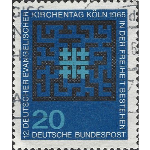 GERMANY, German Evangelical Church Day and Synod, Cologne, blue 1965, 20pf, #2