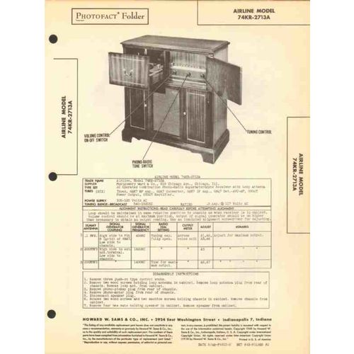 WARDS AIRLINE model 74KR-2713A AM radio phono Sams Photofact manual