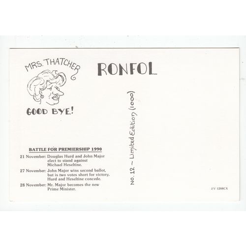 Margaret Thatcher Postcard Political Ronfol Limited Edition 1288