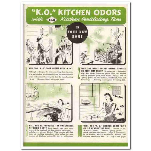 ILG Electric Ventilating Company 1940 Vintage Catalog Fan Kitchen Odor