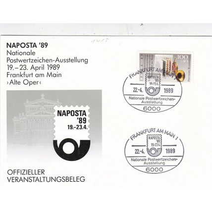 Germany 1989 Naposta 89 Cover Frankfurt AM Special cancel Unnaddressed VGC
