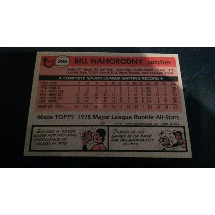 1981 Topps Card # 296 Bill Nahorodny Very Good-Excellent (4) Atlanta Braves
