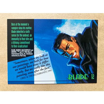 Marvel Masterpieces 1994 Base trading Card # 12 Blade (B) Fleer