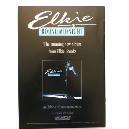 ELKIE BROOKS 1993 UK ROUND MIDNIGHT TOUR PROGRAMME + TICKETS