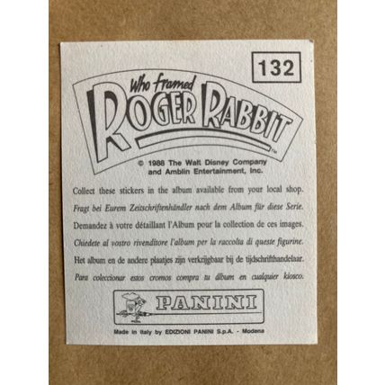 Who Framed Roger Rabbit Sticker # 132 (A) unused 1988 Panini Disney