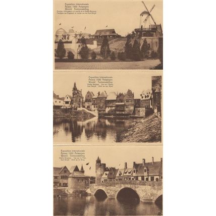 Exposition Internationale 1930 Vielle Belgium Belgique 3x Postcard s