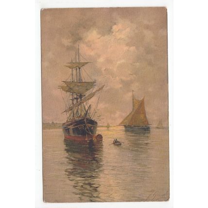 Sail Boats Artist Signed Postcard 35