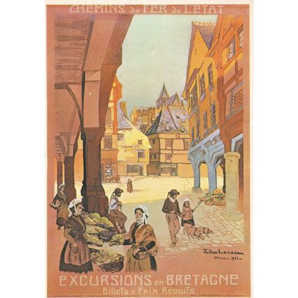 Excursions De Bretagne French Travel Poster Postcard