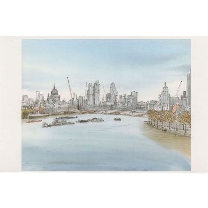 Waterloo Bridge St Pauls River London Painting Postcard