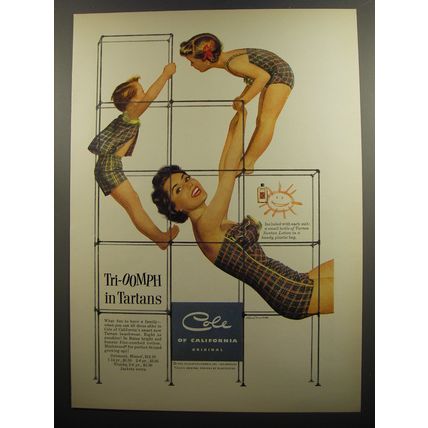 1952 Cole of California Swimsuits Ad - Tri-Oomph in Tartans