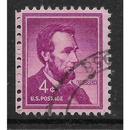 USA 1954 LIBERTY ISSUE 4c BRIGHT PURPLE LINCOLN SG 1034 FINE USED#2