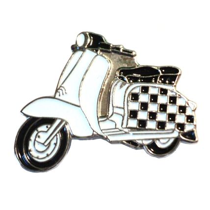 NEW Black & White Chequerboard Scooter MOD Metal Scooterist Bike Enamel Badge