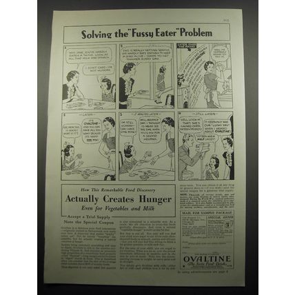 1933 Ovaltine Drink Ad - Solving the fussy eater problem