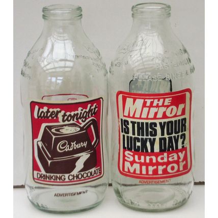 Vintage advertising Milk Bottles 1980's x 4 M9