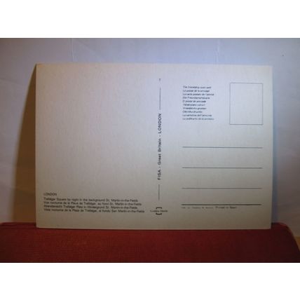 at night, TRAFALGAR SQUARE, London. unused postcard FRIENDSHIP CARD =