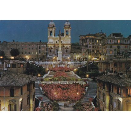 Roma Trinita dei Monti Italy Postcard posted 1989 crease