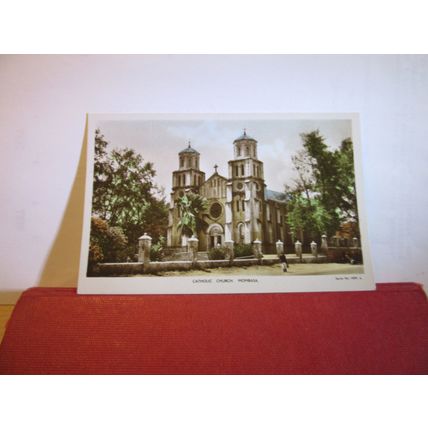 CATHOLIC CHURCH, MOMBASA, KENYA. used postcard dated 1954=