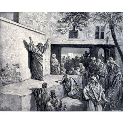 MICAH EXHORTING THE ISRAELITES 1885 Gustave Doré - Pannemaker ANTIQUE ENGRAVING