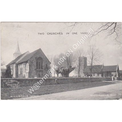 PPC Two Churches Willingale Doe Ongar Essex 1909 Spalding