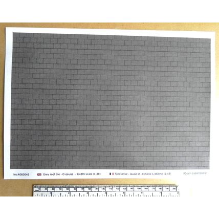 Papier tuile grise pour O gauge - échelle 1:48 - feuille A4 (297 x 210 mm)