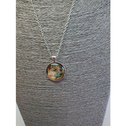 Beautiful 3D German Shepherd Dog Glass Cabochon Pendant Silver Necklace Gift