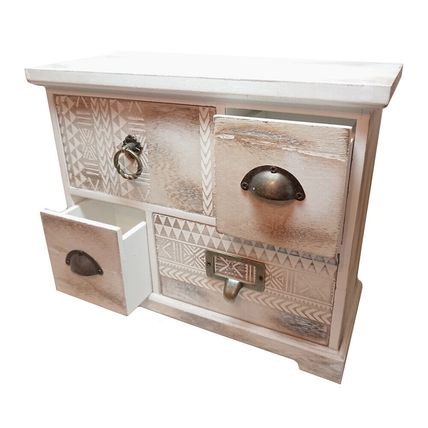 Vintage Style Wooden Storage Box Jewellery Trinket Drawers Antique Handles
