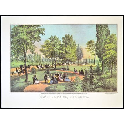 CENTRAL PARK, THE DRIVE 1952 Nathaniel Currier - James Merritt Ives PRINT