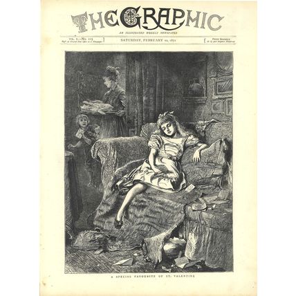 A SPECIAL FAVOURITE OF ST. VALENTINE 1872 Helen Allingham VICTORIAN ENGRAVING