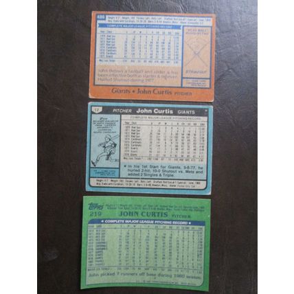Three (3) John Curtis Baseball Cards (See Pictures and Descriptions Below)