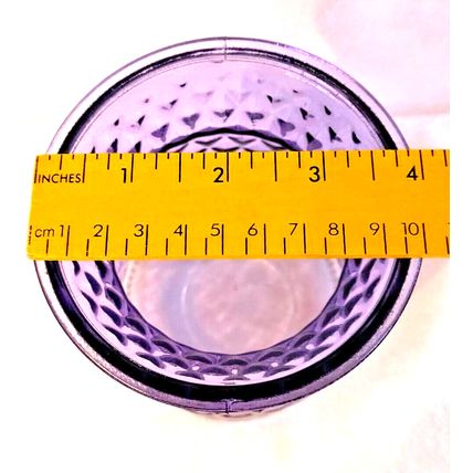 Glass Purple #1 Diamond Pattern 6" Round Flower Vase Tabletop Decor