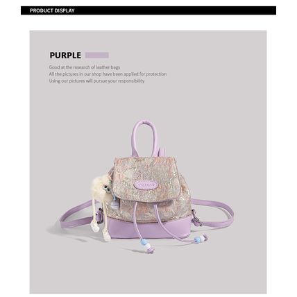 Ladies Embroidered Backpack Outdoor Backpack Purple