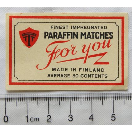 vintage Matchbox Label - Paraffin Matches For You