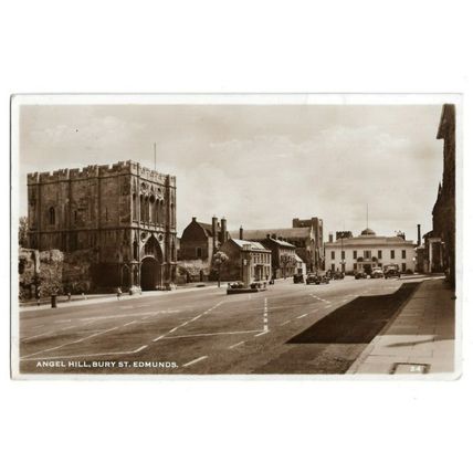 Angel Hill, Bury St Edmunds, Suffolk, RP Postcard.