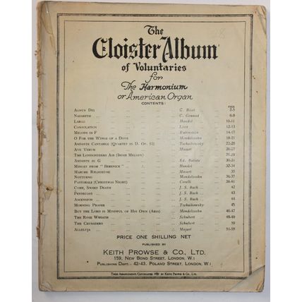 The Cloister Album of Voluntaries for Harmonium or American Organ - Keith Prowse